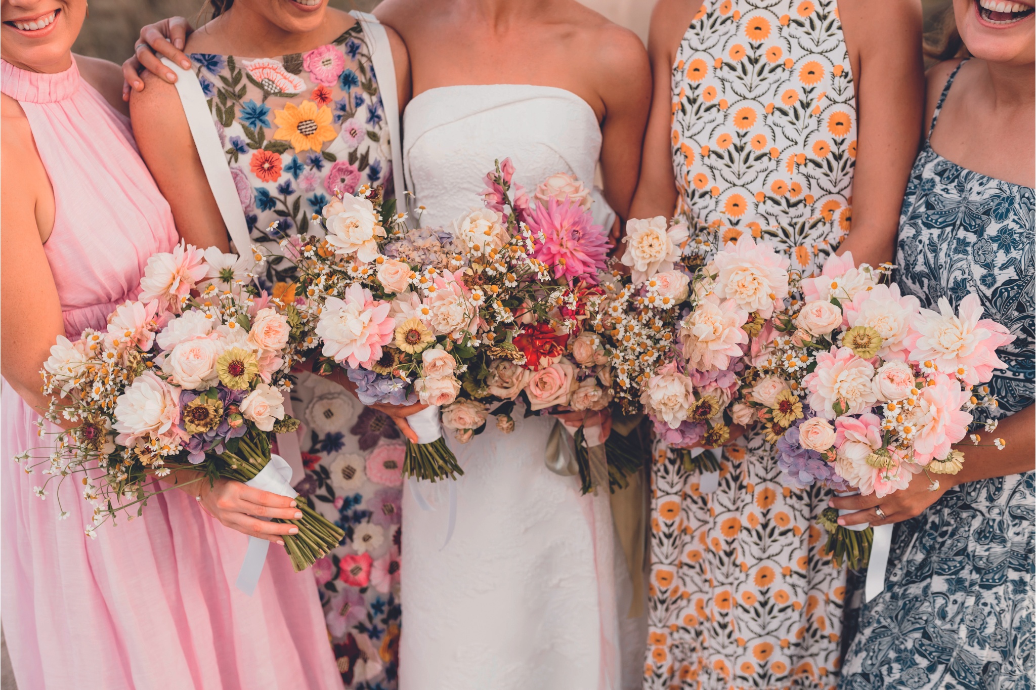 A colourful garden party set the scene for this bride and groom’s big day