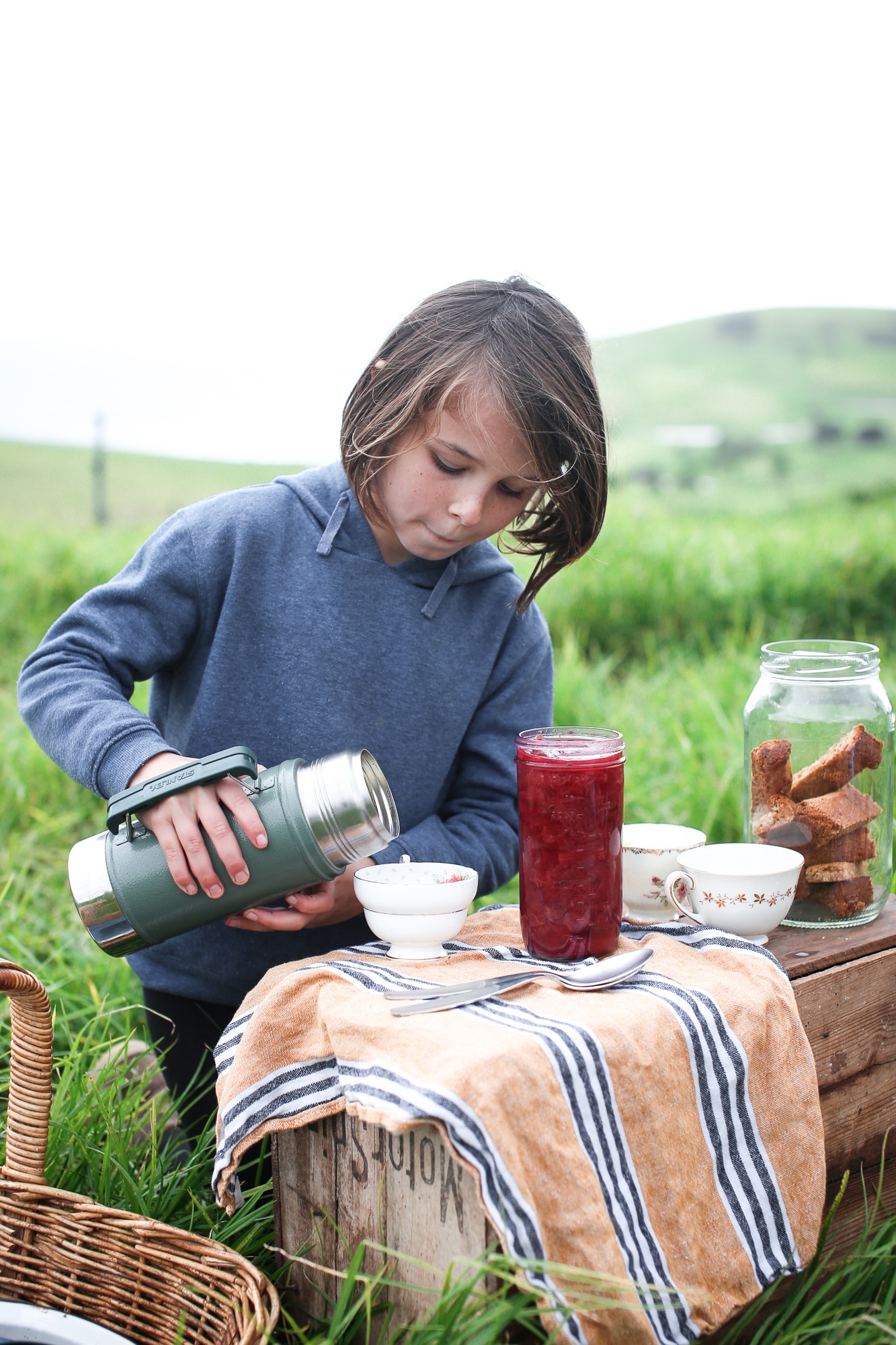 Sophie Hansen’s ginger crunch bars with custard and rhubarb